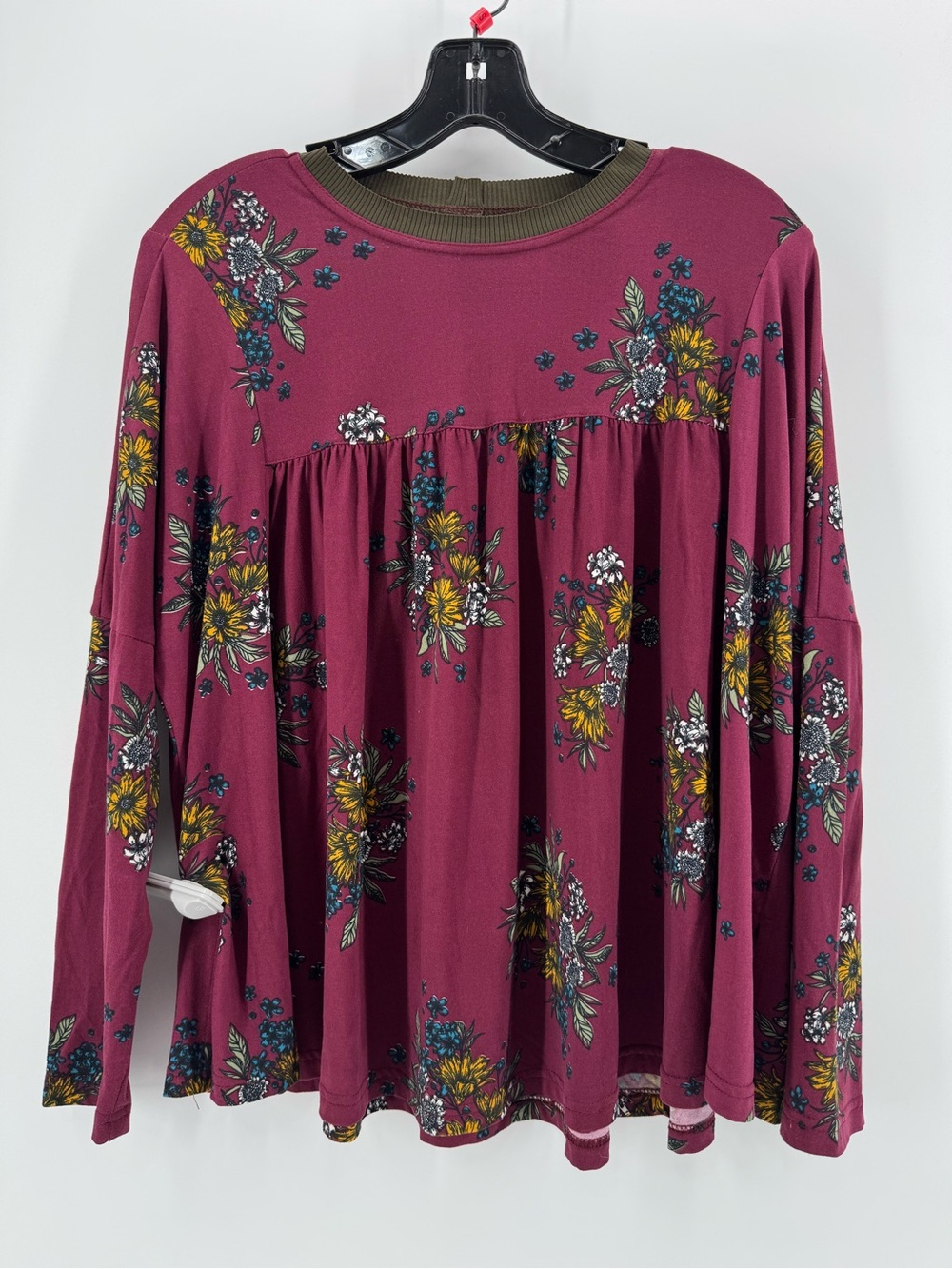 ⚙️ 3For$30 ⚙️ Floral Peasant Long-Sleeve Top in Burgundy